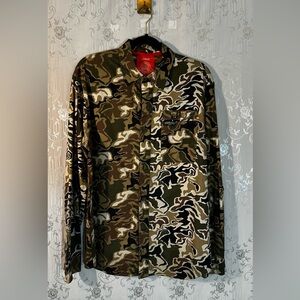 Rare Born Fly Fly Expeditions Men's Camouflage Button Down Shirt Men’s Large